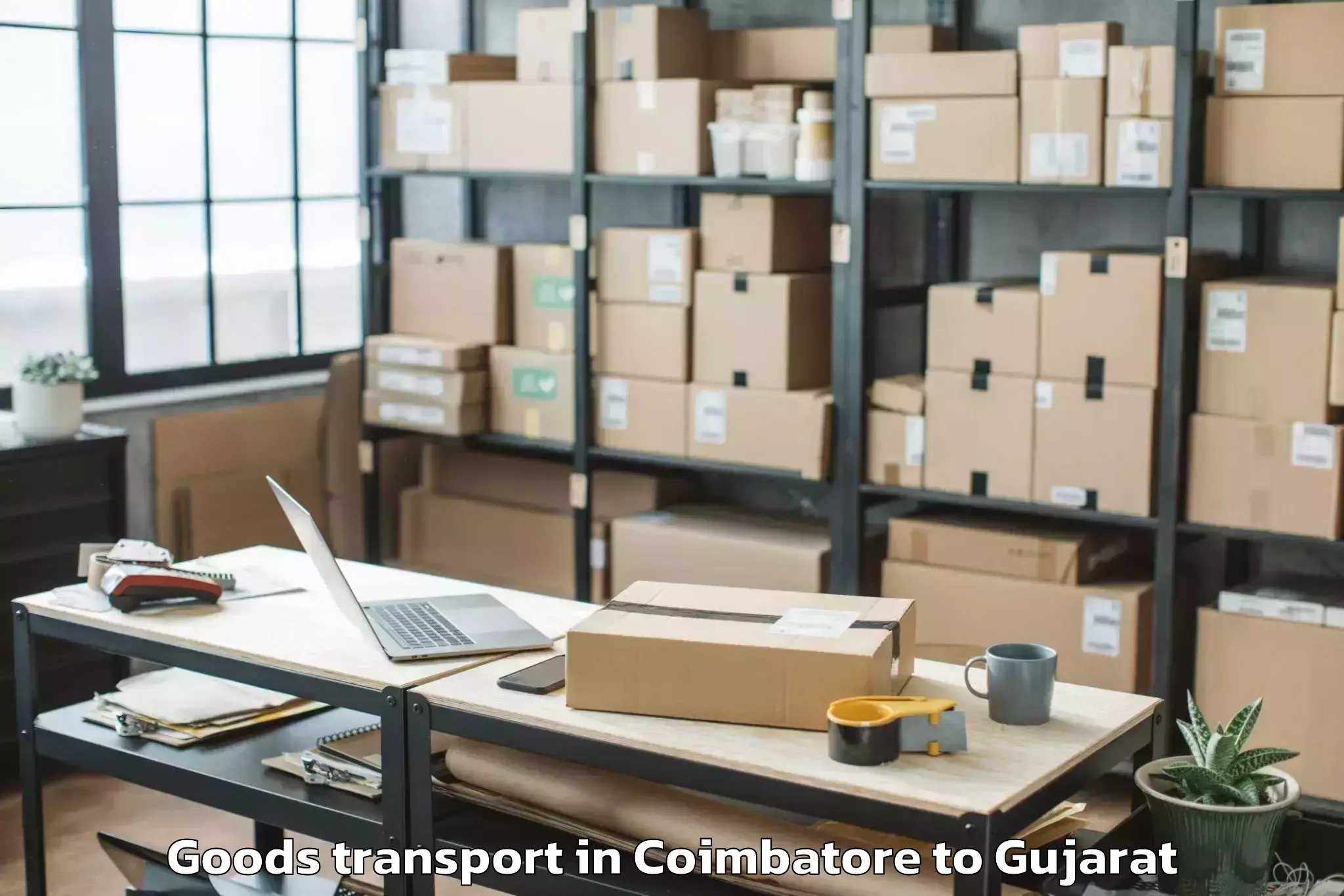 Easy Coimbatore to Vaghodia Goods Transport Booking